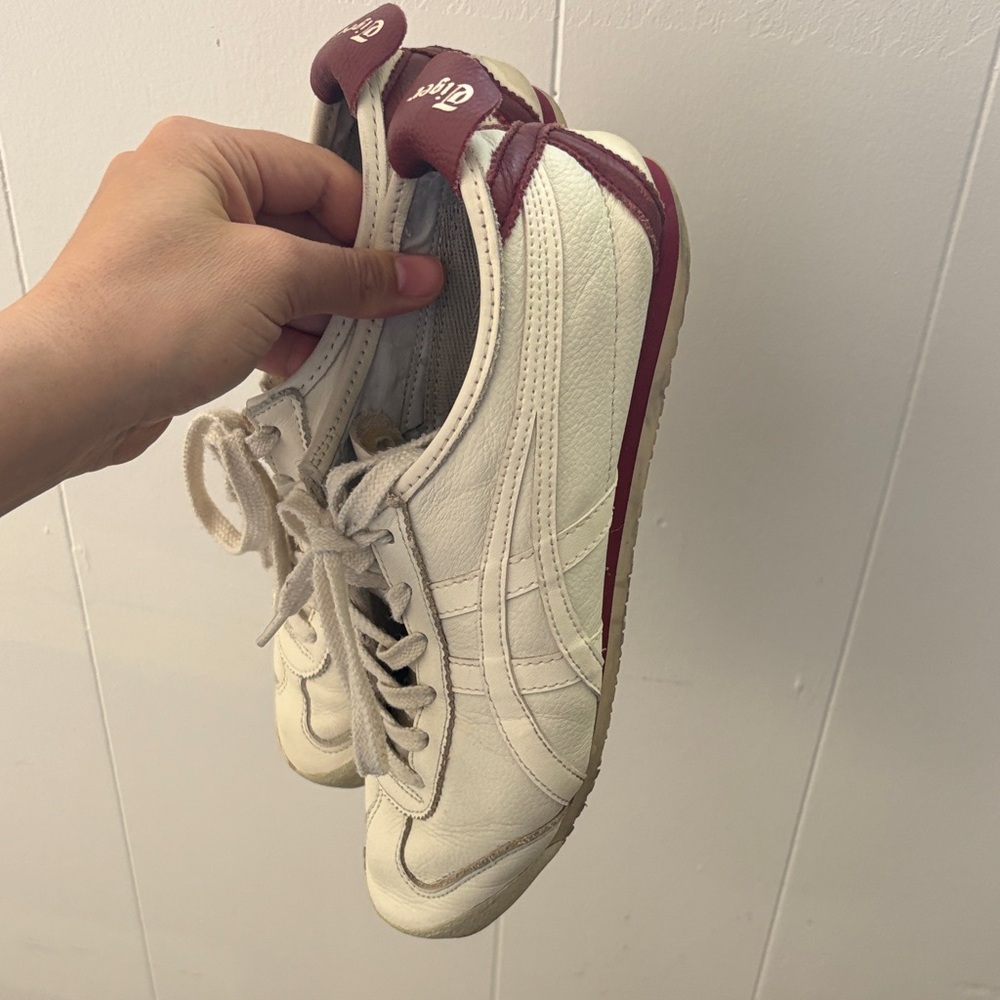 Cream and maroon Onitsuka Tiger Mexico 66 Sneakers - Picture 5 of 6